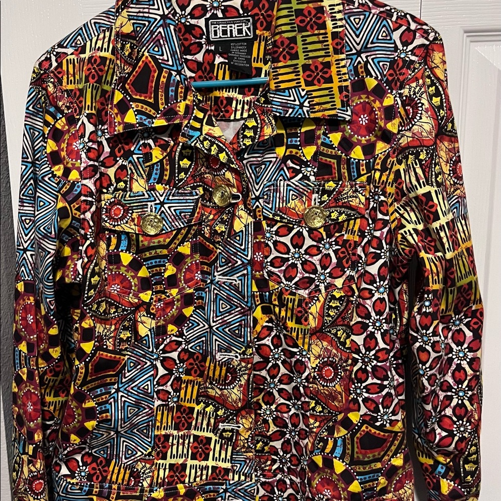 Berek Abstract Artsy Colorful Button Front Lightw… - image 1
